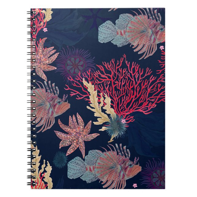Caderno Espiral Pintor de aquarelas com padrão uniforme com leão v (Frente)