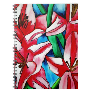 Caderno Espiral Pintor de lírio-lírio-rosa