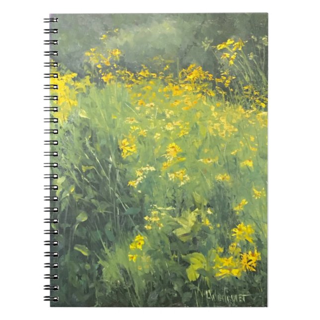 Caderno Espiral Pintor Original de Flor Amarelo (Frente)