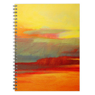 Caderno Espiral pintura a óleo da paisagem abstrato em canvasink, 
