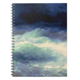 Caderno Espiral Pintura a Óleo de Ondas Oceânicas Diário de Arte F