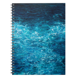Caderno Espiral pintura a óleo mostrando ondas no oceano ou no mar