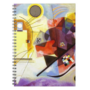 Caderno Espiral Pintura Abstrata Amarela Vermelha Azul Kandinsky