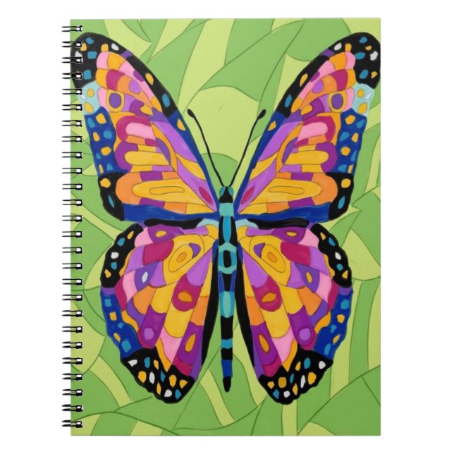 Caderno Espiral Pintura abstrata de borboleta  (Frente)
