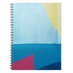 Caderno Espiral Pintura abstrato azul, vermelha, rosa e amarela