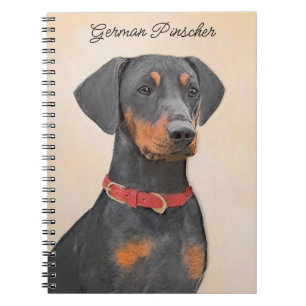 Caderno Espiral Pintura Alemã Pinscher Pintura Original Arte Anima