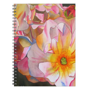 Caderno Espiral Pintura artística aquarela Rosa Cornelia Pastel