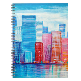Caderno Espiral Pintura artística de arranha-céus. estilo abstrato