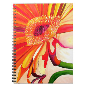 Caderno Espiral Pintura artística em aquarela de flor de Gerbera v