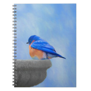 Caderno Espiral Pintura Bluebird - Arte Original para Pássaros