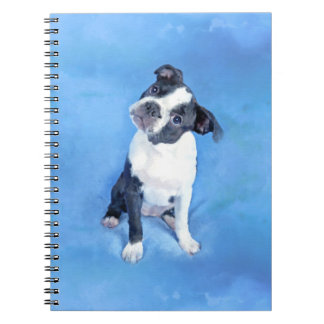 Caderno Espiral Pintura bonito do filhote de cachorro de Boston