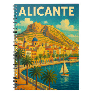 Caderno Espiral Pintura Colorida de Espanha Alicante City Vintage