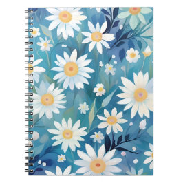 Caderno Espiral Pintura com flores brancas