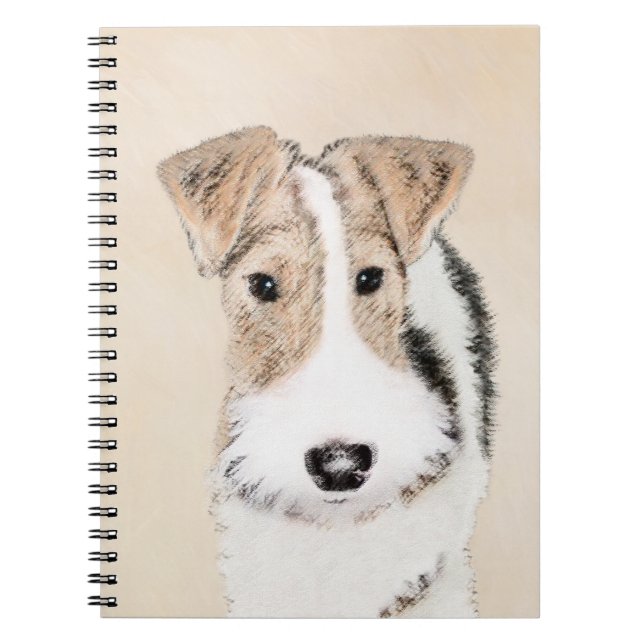 Caderno Espiral Pintura com terrier de Fox com fio - Arte canina o (Frente)