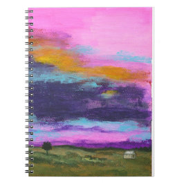 Caderno Espiral Pintura da arte da paisagem, por do sol