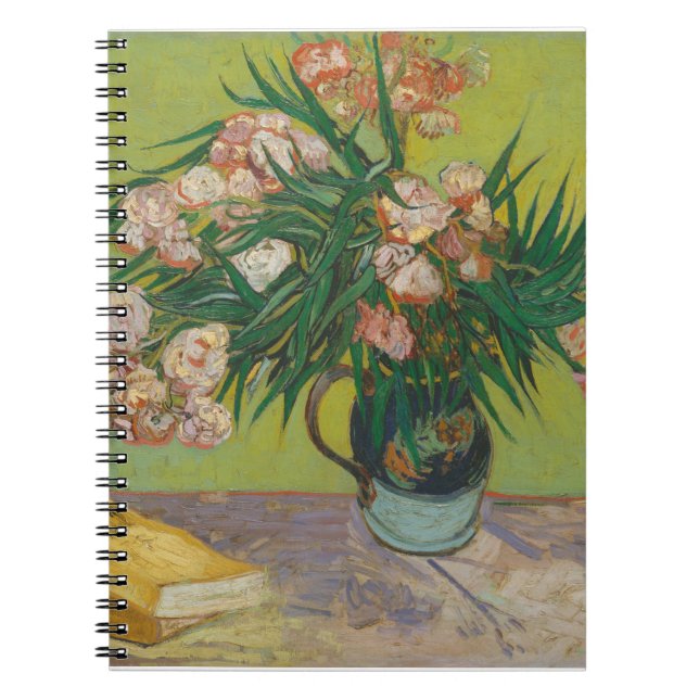Caderno Espiral pintura da flor de oleandro de Vincent Van Gogh (Frente)