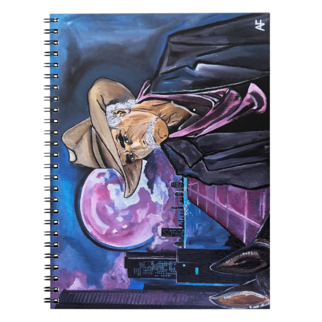 Caderno Espiral Pintura da Lua Neon por Alfred Fox (Frente)