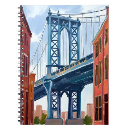 Caderno Espiral Pintura da Ponte Manhattan Nova York