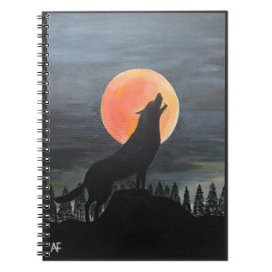 Caderno Espiral Pintura da Silhueta do Lobo por Alfred Fox