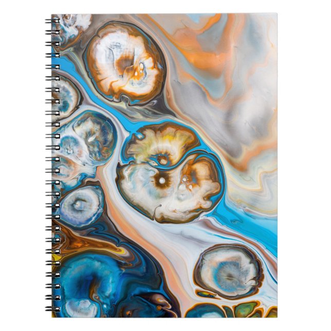Caderno Espiral Pintura de abstrato branco e azul (Frente)