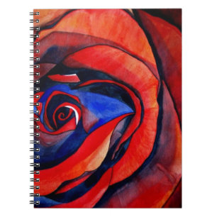 Caderno Espiral Pintura de abstrato de rosa vermelha de macro