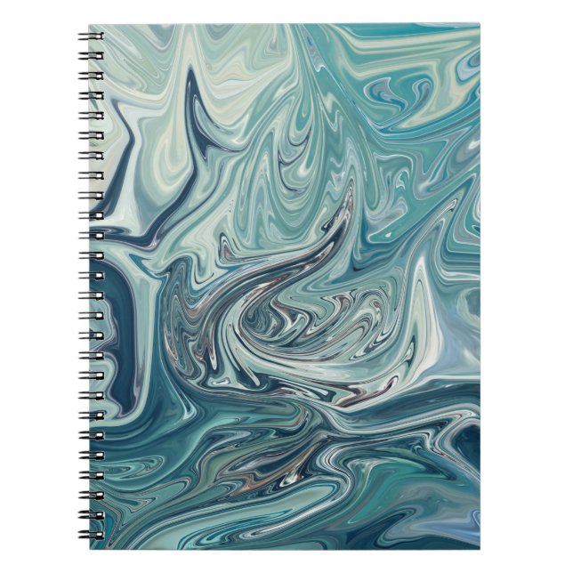 Caderno Espiral Pintura de Abstrato no mar azul (Frente)