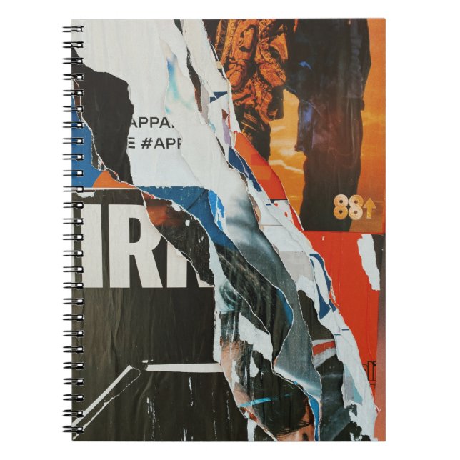 Caderno Espiral Pintura de abstrato preto branco e laranja (Frente)