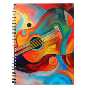Caderno Espiral pintura de abstrato sobre música e ritual