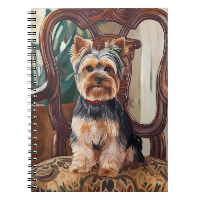 Caderno Espiral Pintura de adorável Yorkshire Terrier (Frente)