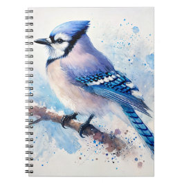 Caderno Espiral Pintura de Aquarela Azul na Ramificação