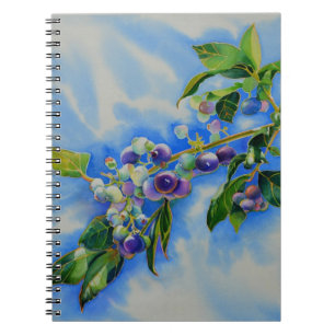 Caderno Espiral Pintura de aquarela de mirtilo