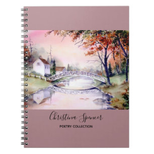 Caderno Espiral Pintura de Aquarela de Ponte Arranhada