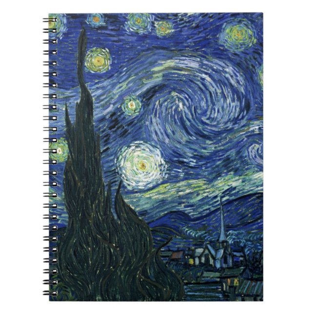 Caderno Espiral Pintura de arte na noite estelar Vincent van Gogh (Frente)