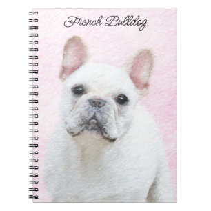 Caderno Espiral Pintura de Bulldog Francês (Creme/Branco) - Arte C