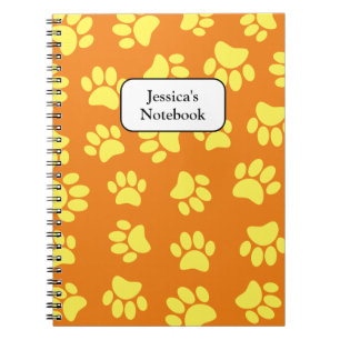 Caderno Espiral Pintura De Cachorro Amarelo Imprime Em Laranja