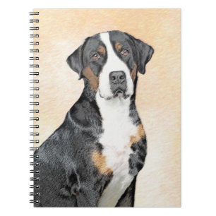 Caderno Espiral Pintura de Cachorro da Grande Montanha Suíça - A