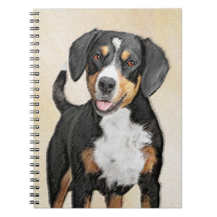 Caderno Espiral Pintura de Cachorro de Montanha Entlebucher - Arte