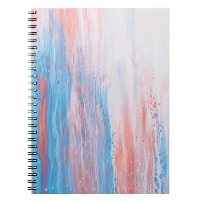 Caderno Espiral Pintura de canvas rosa e azul (Frente)