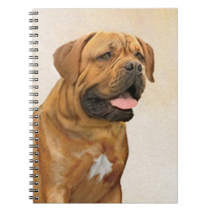 Caderno Espiral Pintura de Cão de Bordéus - Arte de Cão Origina