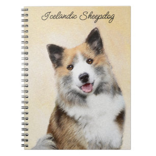 Caderno Espiral Pintura de Cão Islandês - Arte Original de Cachorr