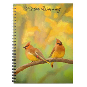 Caderno Espiral Pintura De Cedar Waxwing - Arte De Cachorro Origin