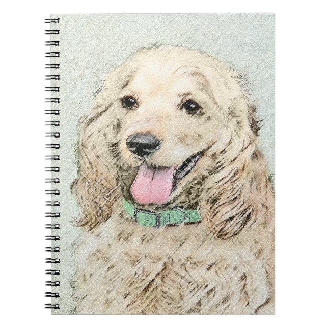 Caderno Espiral Pintura de Cocker Spaniel Buff - Arte de Cão Origi (Frente)