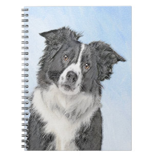 Caderno Espiral Pintura de Collie de Borda - Arte de Cachorro Orig