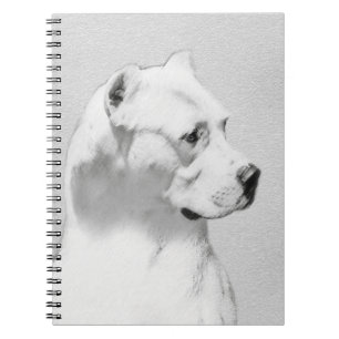 Caderno Espiral Pintura de Dogo Argentino - Arte de Cachorro Origi