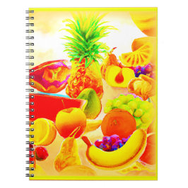 Caderno Espiral Pintura de Frutas Tropicais exótica. Compre agora