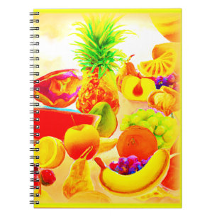 Caderno Espiral Pintura de Frutas Tropicais exótica. Compre agora