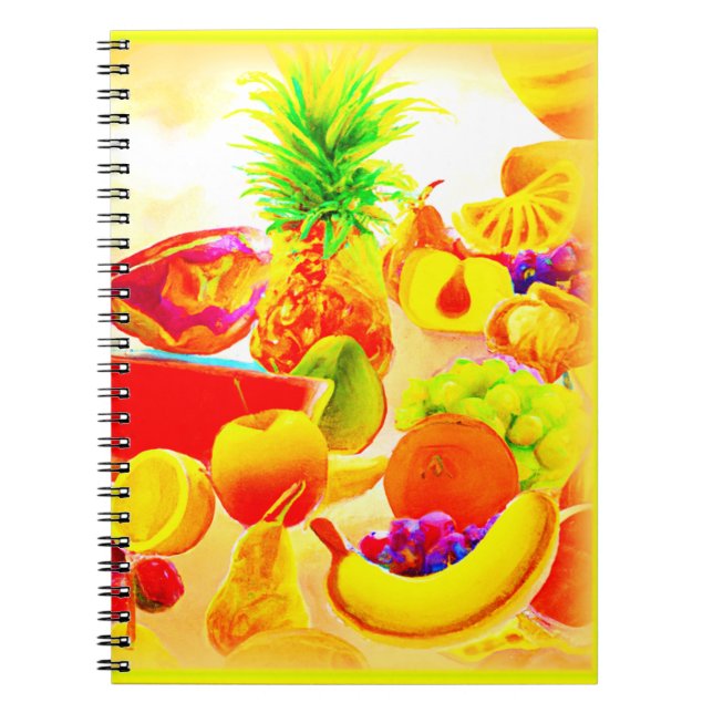 Caderno Espiral Pintura de Frutas Tropicais exótica. Compre agora (Frente)