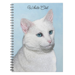 Caderno Espiral Pintura de Gatos Brancos - Arte de Gato Original B