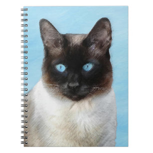 Caderno Espiral Pintura de Gatos Siameses - Arte de Gato Original