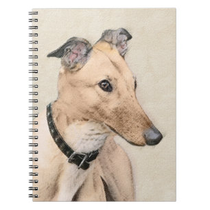 Caderno Espiral Pintura de Greyhound - Arte de Cachorro Original